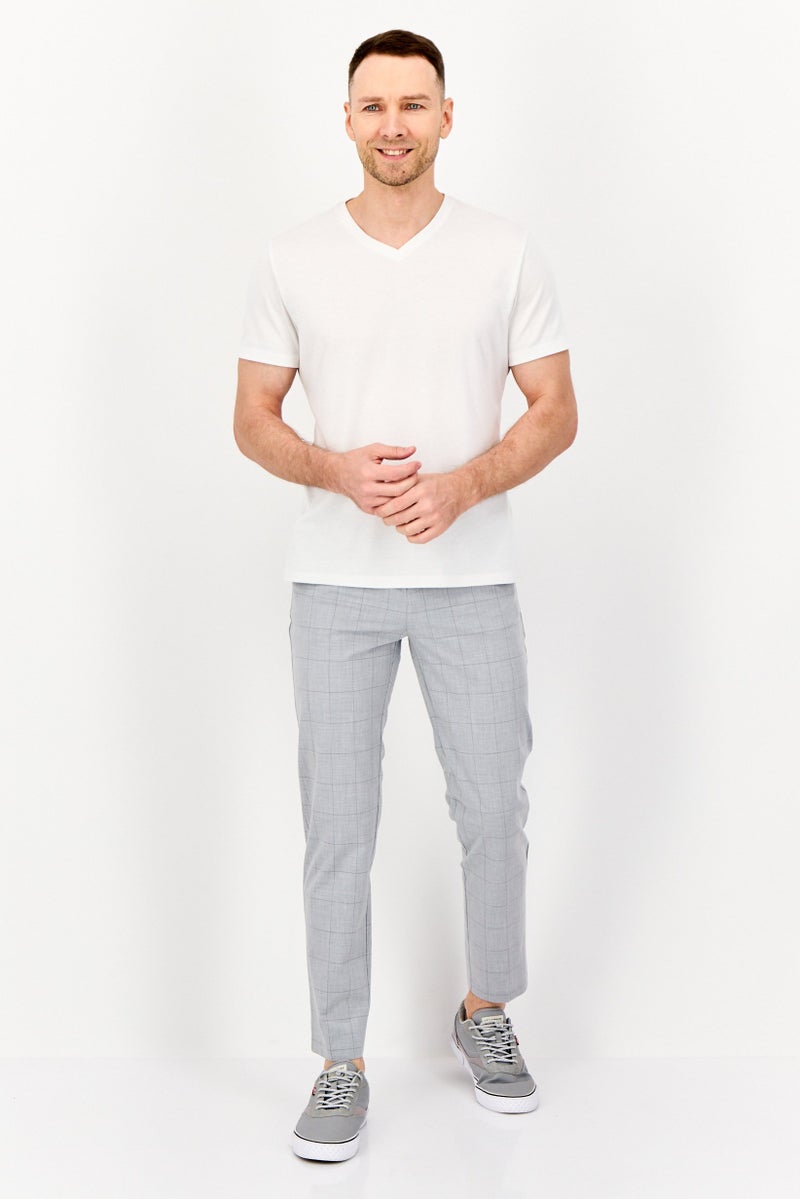 Celio Men Regular Fit Checkered Chino Pants, Grey - Image 4